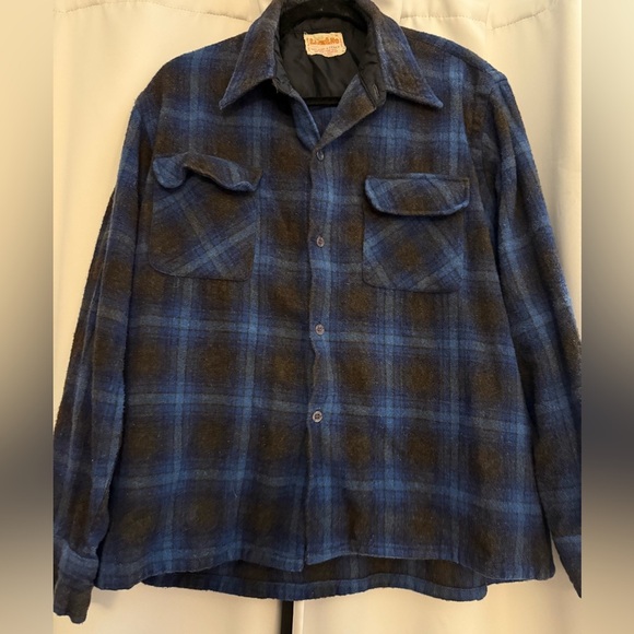 Lime Lite vintage Blue and Black Plaid wool Button-Up Shirt/jacket size XL - Picture 2 of 4